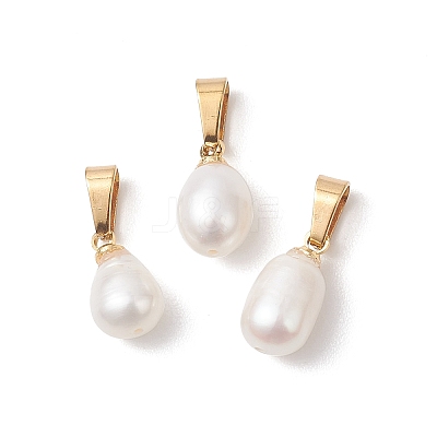 Natural Cultured Freshwater Pearl Rice Charms X-PALLOY-JF04823-1