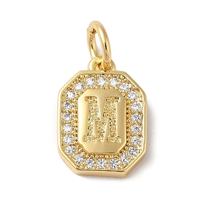 Real 18K Gold Plated Brass Micro Pave Clear Cubic Zirconia Pendants KK-L216-002G-M-1