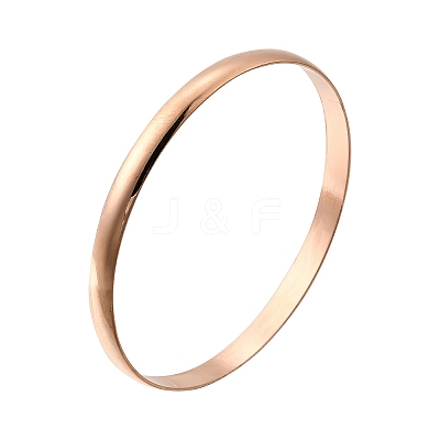 304 Stainless Steel Plain Bangles for Women BJEW-V004-02B-RG-1