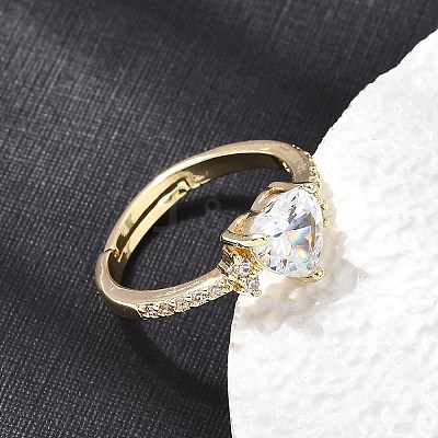 Brass Micro Pave Cubic Zirconia Cuff Open Rings CU-CBA5C10-09G-1