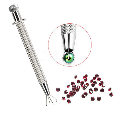 Stainless Steel 4 Prongs Rhinestones Claw Tweezers TOOL-L010-006-1