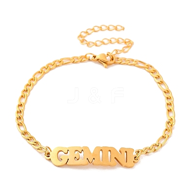 Constellation 202 Stainless Steel Figaro Chain Link Bracelets for Women Men LS-AJEW-U006-01A-1