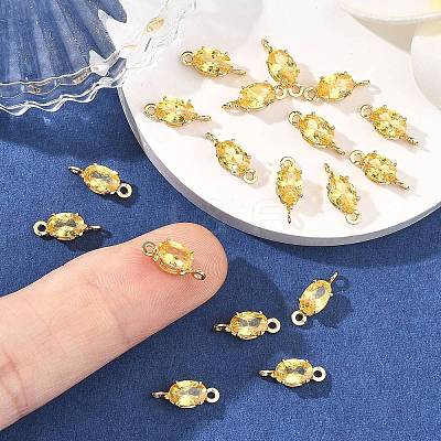 SHEGRACE Brass Pave Cubic Zirconia Oval Connector Charms XGRQ2O646-437C-G-1