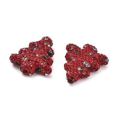 Christmas Tree Polymer Clay Rhinestone Beads CLAY-NH0001-14A-1
