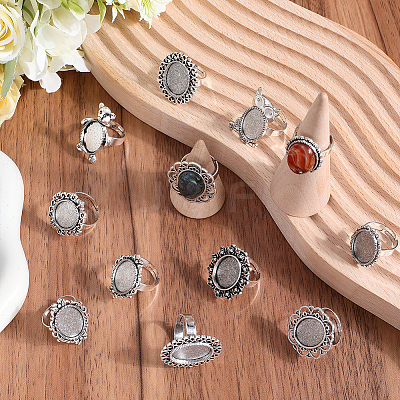 16Pcs 8 Style Adjustable Alloy Finger Rings Components FIND-SC0008-65-1
