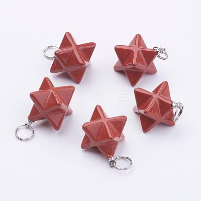 Natural Red Jasper Pendants G-E398-02D-1