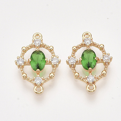 Brass Cubic Zirconia Links KK-T038-550B-NF-1
