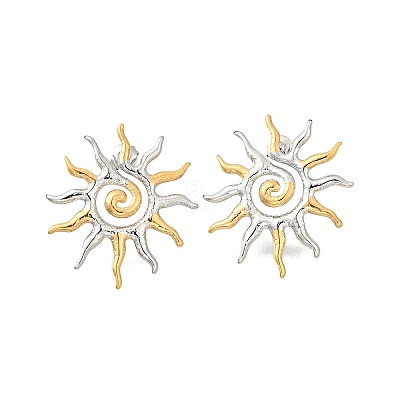 304 Stainless Steel Two Tone Stud Earrings EJEW-R031-01GP-1
