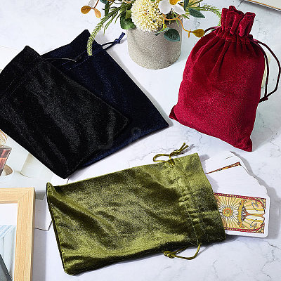 4Pcs 4 Colors Rectangle Velvet Drawstring Pouches TP-CN0001-35B-1
