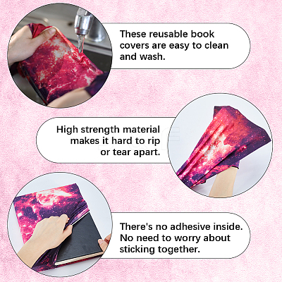 3Pcs Elastic Fabric Book Covers AJEW-CP0007-41B-1