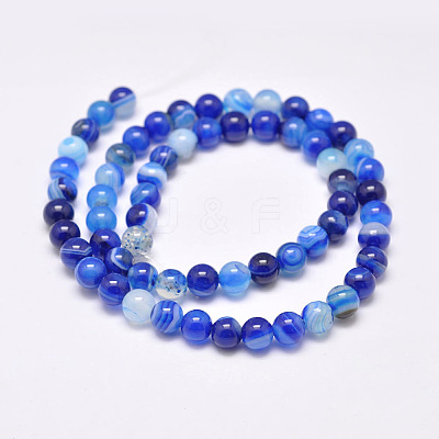 Natural Striped Agate/Banded Agate Bead Strands G-G962-8mm-03-1