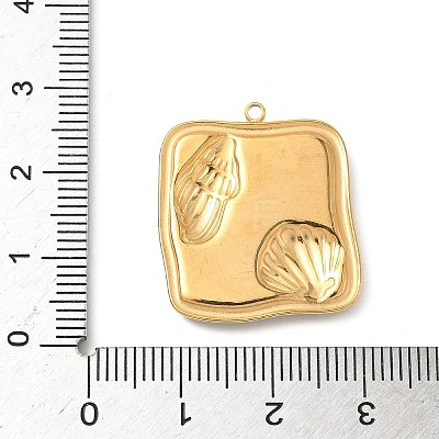 304 Stainless Steel Epoxy Resin with Natural Shell and Sequins Inside Pendants STAS-L026-17G-D04-1