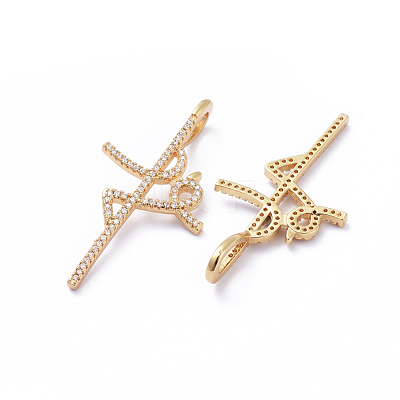 Brass Micro Pave Cubic Zirconia Pendants ZIRC-G163-03G-1