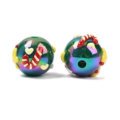 Christmas UV Plating Opaque Acrylic Beads OACR-H057-01D-1