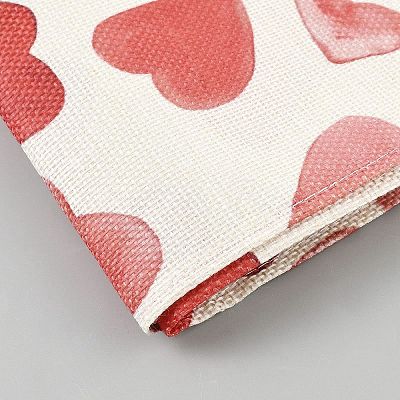 Valentine's Day Heart Pattern Linen Table Runner AJEW-WH20816-014A-1