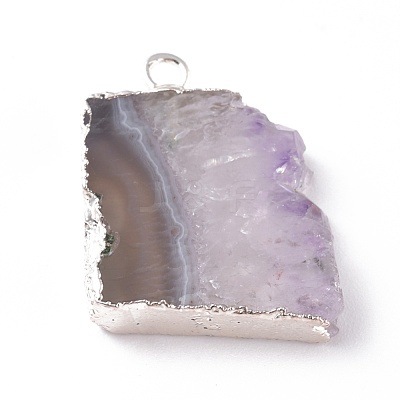 Natural Dyed Amethyst Slice Pendants G-I251-10S-1