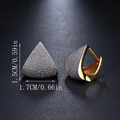 Brass Micro Pave Cubic Zirconia Triangle Hoop Earrings FS-WG3BBE8-01-1