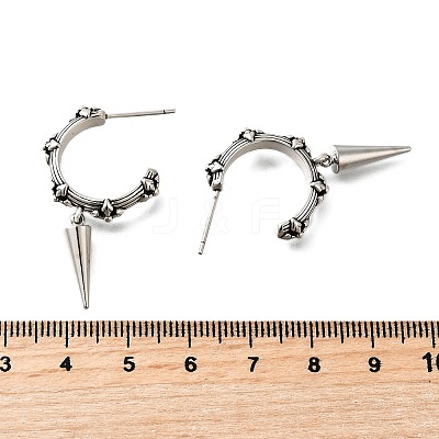 C-Shaped with Cone Brass Stud Earrings EJEW-S261-06G-1