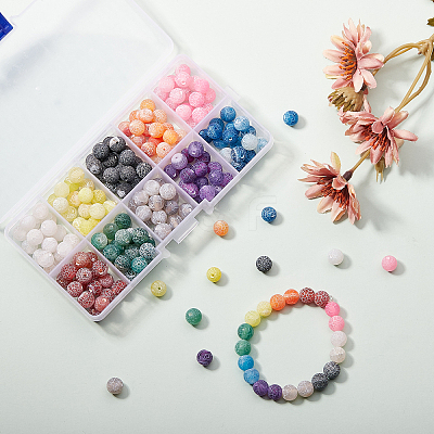 200Pcs 10 Colors Natural Weathered & Crackle Agate Beads Strands G-CJ0001-54-1