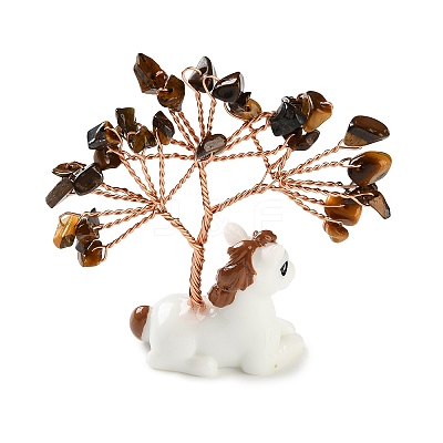 Natural Tiger Eye Chips Tree of Life Decorations DJEW-A017-01N-1