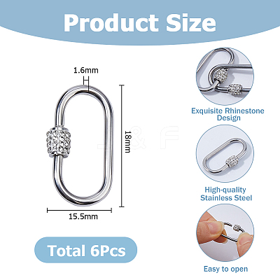 6Pcs Stainless Steel Locking Carabiner FIND-HS0002-46-1