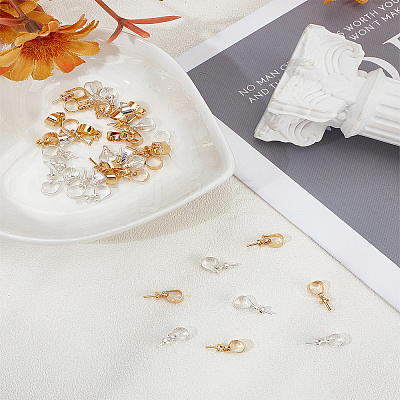 40Pcs 2 Styles Brass Cup Pearl Peg Bails Pin Pendants KK-LP0004-60-1