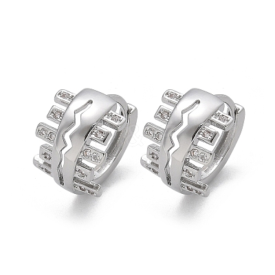 Brass Clear Cubic Zirconia Hoop Earrings EJEW-Q014-16P-1