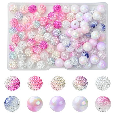 200Pcs 10 Styles Imitation Pearl & Opaque Acrylic Berry Beads OACR-FS0001-96B-1