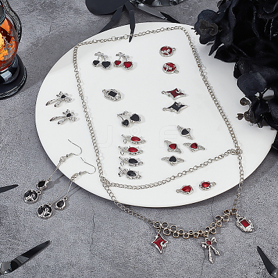 32Pcs 16 Styles Retro Alloy Enamel Pendants ENAM-PH0003-13-1