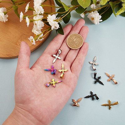 10Pcs 5 Colors 304 Stainless Steel Pendants STAS-SZ0001-45-1