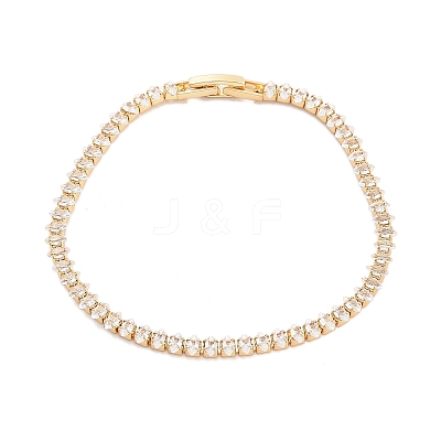 Brass Pave Clear Cubic Zirconia Horse Eye Link Bracelets BJEW-B094-03A-G-1