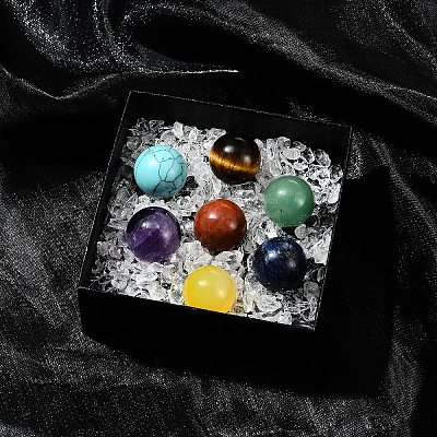 Natural & Synthetic Gemstone Healing Round Ornaments AJEW-FS0001-13B-1