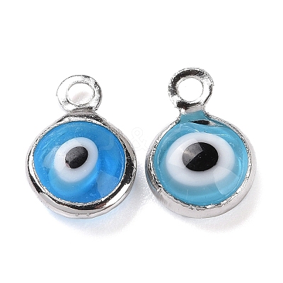 Handmade Evil Eye Lampwork Charms KK-F764-13P-07-1