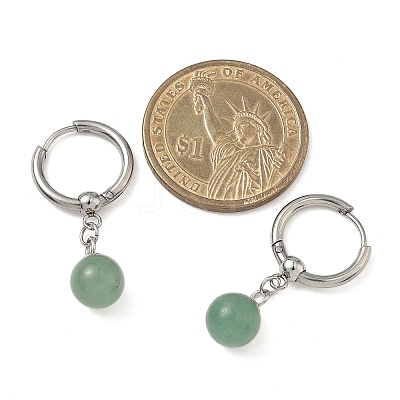 Natuarl Green Aventurine Round Hoop Earrings EJEW-JE06593-01-1