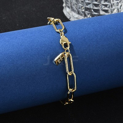 Brass Paperclip Chain Bracelets BJEW-H537-10G-1