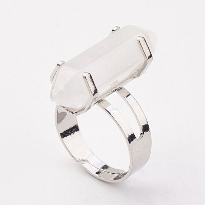Natural Quartz Crystal Finger Rings RJEW-P120-D05-1