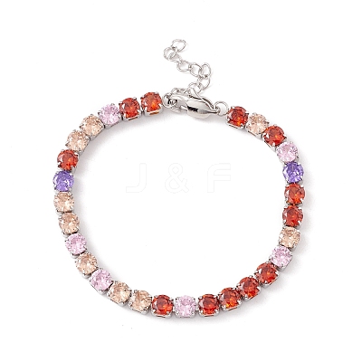 Classic Cubic Zirconia Tennis Bracelet BJEW-G639-01E-P-1