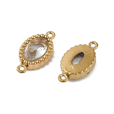 Ion Plating(IP) 304 Stainless Steel Cubic Zirconia Oval Links Connector Charms STAS-K256-22G-02-1