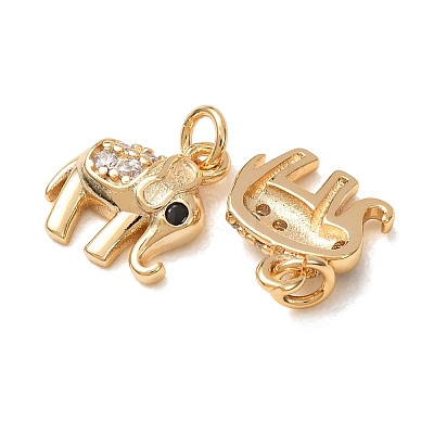Brass Micro Pave Black Cubic Zirconia Charms CU-K002-15G-1