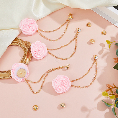 4Pcs Polyester Rose Flower Lapel Pin Backs JEWB-FH0002-09A-1