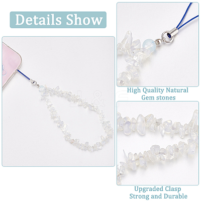 Opalite Chips Beaded Chain Mobile Straps FIND-WH0135-07A-1