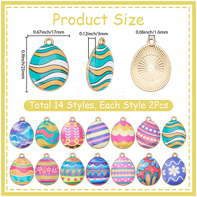 28Pcs 14 Colors Printed Alloy Pendants ENAM-BM0001-31-1
