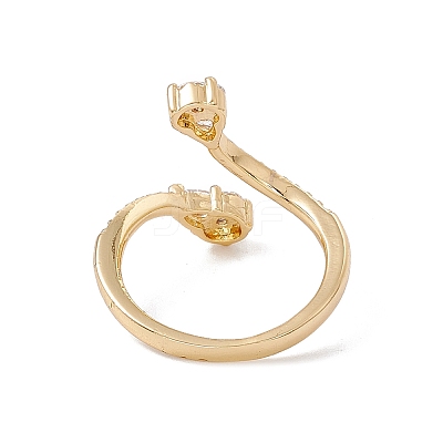 Clear Cubic Zirconia Snake Open Cuff Ring RJEW-B043-01-1