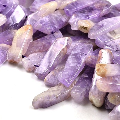 Irregular Strip Natural Lavender Amethyst Graduated Beads Strands G-P064-06-1