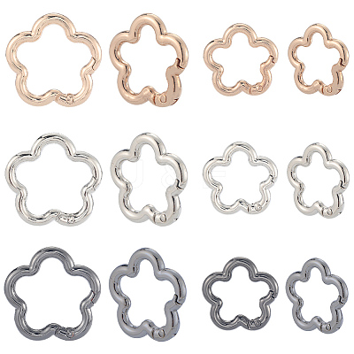 18Pcs 6 Colors Alloy Spring Gate Rings FIND-SC0019-01-1