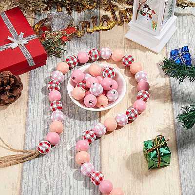 Painted Natural Wood Beads WOOD-SZ0001-10-1