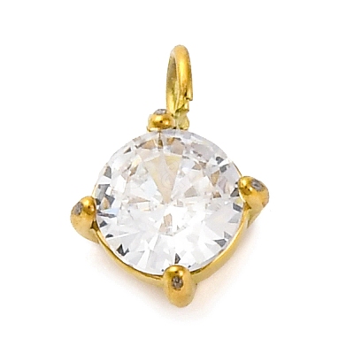 304 Stainless Steel Micro Pave Cubic Zirconia Pendants STAS-U042-02B-G-1