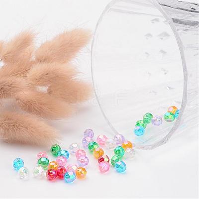 AB Color Transparent Acrylic Faceted Round Beads X-PL642-1