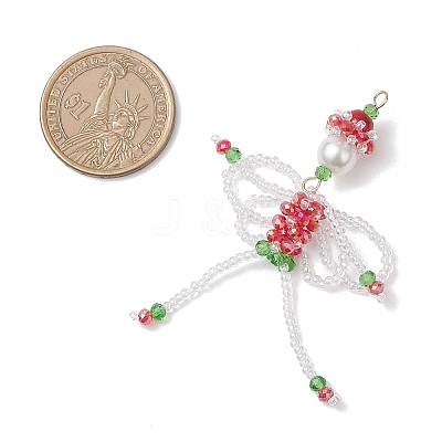 Christmas Glass Seed Elfin Beaded Big Pendants PALLOY-MZ01040-02-1