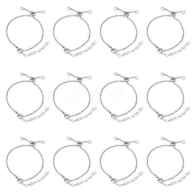 12Pcs 304 Stainless Steel Rolo Chain Slider Bracelet/Bolo Bracelets Making MAK-UN0001-19-1